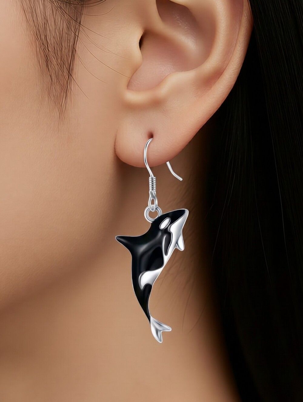 Orca Whale EarringsāShamu Silver Dangle Coastal Sea World Marine Alaska Jewelry